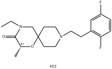 1-Oxa-4,9-diazaspiro[5.5]undecan-3-one, 9-[2-(2,5-difluorophenyl)ethyl]-4-ethyl-2-methyl-, hydrochloride (1:1), (2R)- Struktur