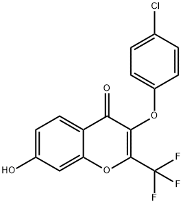 4H-1-Benzopyran-4-one, 3-(4-chlorophenoxy)-7-hydroxy-2-(trifluoromethyl)- Struktur