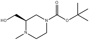 (R)-tert-butyl 2-(hydroxymethyl)-4-methylpiperazine-1-carboxylate Struktur