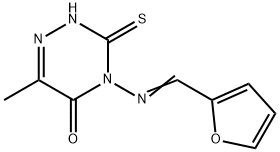 4-[(E)-furan-2-ylmethylideneamino]-6-methyl-3-sulfanylidene-2H-1,2,4-triazin-5-one Struktur