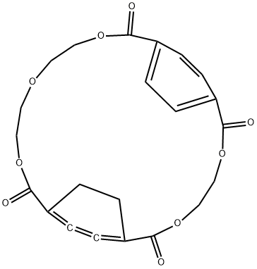 3,6,13,16,19-Pentaoxatricyclo[19.2.2.28,11]heptacosa-8,9,10,21,23,24-hexaene-2,7,12,20-tetrone Struktur