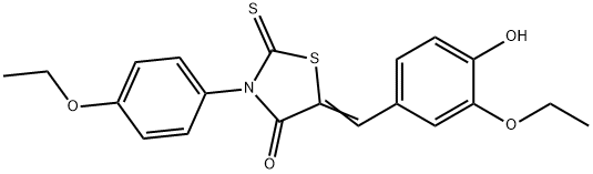 (5Z)-5-[(3-ethoxy-4-hydroxyphenyl)methylidene]-3-(4-ethoxyphenyl)-2-sulfanylidene-1,3-thiazolidin-4-one Struktur