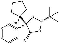 2-(tert-Butyl)-5-phenyl-5-(1-hydroxycyclopentyl)-1,3-dioxolan-4-one Struktur