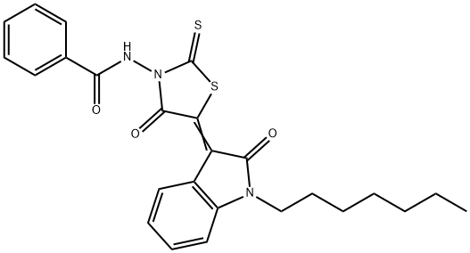 N-[(5Z)-5-(1-heptyl-2-oxoindol-3-ylidene)-4-oxo-2-sulfanylidene-1,3-thiazolidin-3-yl]benzamide Struktur