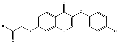 Acetic acid, 2-[[3-(4-chlorophenoxy)-4-oxo-4H-1-benzopyran-7-yl]oxy]- Struktur