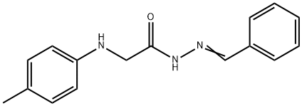 2-[(4-methylphenyl)amino]-N'-[(E)-phenylmethylidene]acetohydrazide (non-preferred name) Struktur