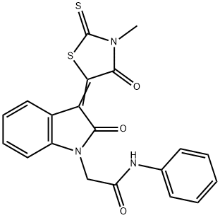 2-[(3Z)-3-(3-methyl-4-oxo-2-sulfanylidene-1,3-thiazolidin-5-ylidene)-2-oxoindol-1-yl]-N-phenylacetamide Struktur