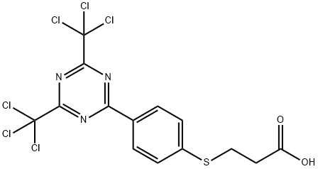 [3-[[4-[4,6-Bis(trichloromethyl)-1,3,5-triazin-2-yl]phenyl]thio]propanoic acid Struktur