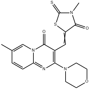 (5Z)-3-methyl-5-[(7-methyl-2-morpholin-4-yl-4-oxopyrido[1,2-a]pyrimidin-3-yl)methylidene]-2-sulfanylidene-1,3-thiazolidin-4-one Struktur