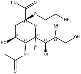 (2R,4S,5R,6R)-2-(2-aminoethoxy)-5-acetamido-4-hydroxy-6-[(1R,2R)-1,2,3-trihydroxypropyl]oxane-2-carboxylic acid Struktur