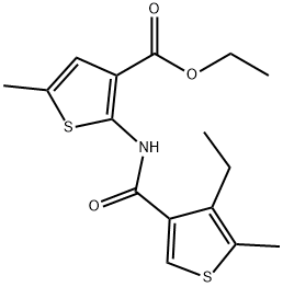 ethyl 2-(4-ethyl-5-methylthiophene-3-carboxamido)-5-methylthiophene-3-carboxylate Struktur