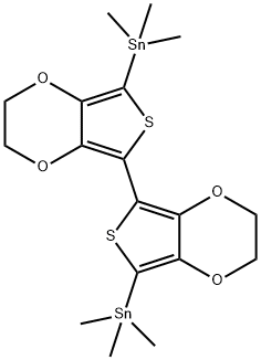 1,1'-(2,2',3,3'-Tetrahydro[5,5'-bithieno[3,4-b]-1,4-dioxin]-7,7'-diyl)bis[1,1,1-trimethylstannane] Struktur