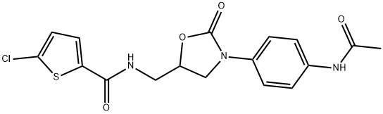 N-((3-(4-acetamidophenyl)-2-oxooxazolidin-5-yl)methyl)-5-chlorothiophene-2-carboxamide Struktur