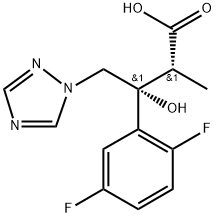 (2R,3R)-2-メチル-3-ヒドロキシ-3-(2,5-ジフルオロフェニル)-4-(1H-1,2,4-トリアゾール-1-イル)ブタン酸 化學(xué)構(gòu)造式