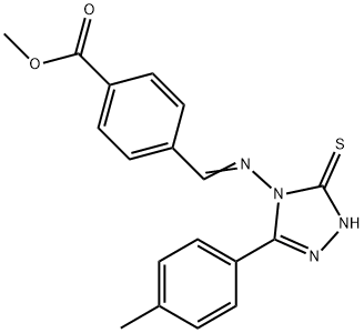 methyl 4-[(E)-[3-(4-methylphenyl)-5-sulfanylidene-1H-1,2,4-triazol-4-yl]iminomethyl]benzoate Struktur