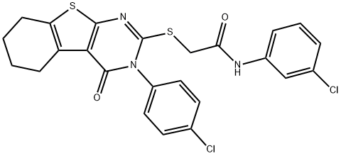 N-(3-chlorophenyl)-2-[[3-(4-chlorophenyl)-4-oxo-5,6,7,8-tetrahydro-[1]benzothiolo[2,3-d]pyrimidin-2-yl]sulfanyl]acetamide Struktur