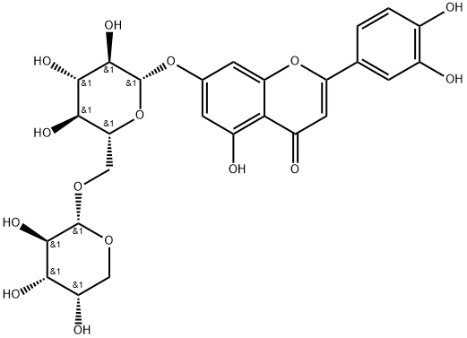 木樨草素-7-O-Α-L-吡喃阿拉伯糖(1→6)-Β-D-吡喃葡萄糖苷, 52714-82-6, 結(jié)構(gòu)式