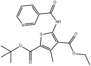 2-O-tert-butyl 4-O-ethyl 3-methyl-5-(pyridine-3-carbonylamino)thiophene-2,4-dicarboxylate Struktur