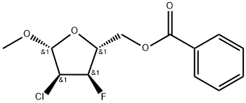 Methyl 5-O-benzoyl-2-chloro-2,3-dideoxy-3-fluoro-D-ribofuranoside Struktur