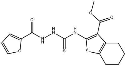 methyl 2-(2-(furan-2-carbonyl)hydrazinecarbothioamido)-4,5,6,7-tetrahydrobenzo[b]thiophene-3-carboxylate Struktur