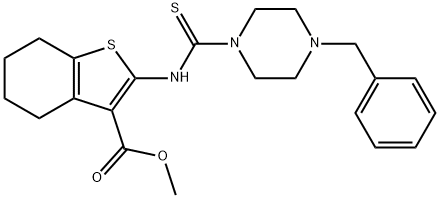 methyl 2-(4-benzylpiperazine-1-carbothioamido)-4,5,6,7-tetrahydrobenzo[b]thiophene-3-carboxylate Struktur