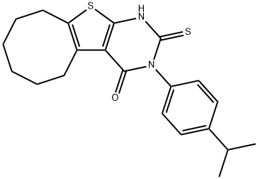 3-(4-propan-2-ylphenyl)-2-sulfanylidene-5,6,7,8,9,10-hexahydro-1H-cycloocta[2,3]thieno[2,4-b]pyrimidin-4-one Struktur