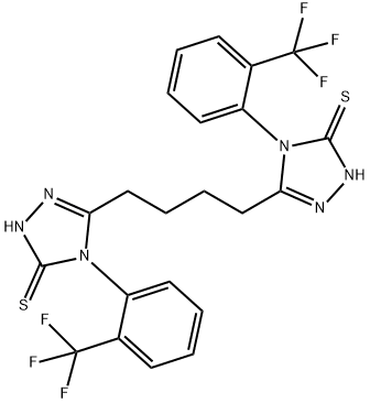 3-[4-[5-sulfanylidene-4-[2-(trifluoromethyl)phenyl]-1H-1,2,4-triazol-3-yl]butyl]-4-[2-(trifluoromethyl)phenyl]-1H-1,2,4-triazole-5-thione Struktur