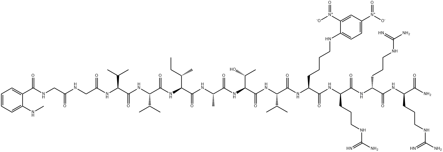 N-Me-Abz-Amyloid  β-Protein  (37-44)-Lys(Dnp)-D-Arg-D-Arg-D-Arg  amide  trifluoroacetate  salt Struktur