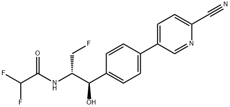 N-{(1R,2S)-1-[4-(6-Cyano-3-pyridinyl)phenyl]-3-fluoro-1-hydroxy-2-propanyl}-2,2-difluoroacetamide Struktur