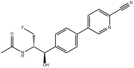 N-{(1R,2S)-1-[4-(6-Cyano-3-pyridinyl)phenyl]-3-fluoro-1-hydroxy-2-propanyl}acetamide Struktur