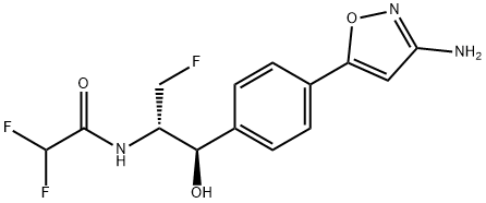 N-{(1R,2S)-1-[4-(3-Amino-1,2-oxazol-5-yl)phenyl]-3-fluoro-1-hydroxy-2-propanyl}-2,2-difluoroacetamide Struktur