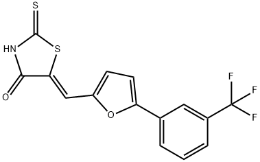 (5Z)-2-sulfanylidene-5-[[5-[3-(trifluoromethyl)phenyl]furan-2-yl]methylidene]-1,3-thiazolidin-4-one Struktur