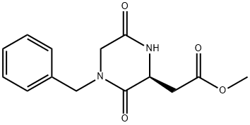 2-Piperazineacetic acid, 3,6-dioxo-4-(phenylmethyl)-, methyl ester, (2S)- Struktur