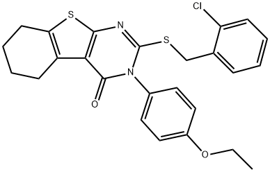 2-[(2-chlorophenyl)methylsulfanyl]-3-(4-ethoxyphenyl)-5,6,7,8-tetrahydro-[1]benzothiolo[2,3-d]pyrimidin-4-one Struktur