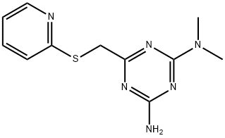 2-N,2-N-dimethyl-6-(pyridin-2-ylsulfanylmethyl)-1,3,5-triazine-2,4-diamine Struktur