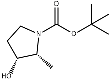 (R, R)-3-Hydroxy-2-methyl-pyrrolidine-1-carboxylic acid tert-butyl ester Struktur