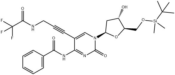 4-N-Benzoyl-5'-O-(tert-butyldimethylsilyl)-5-[3-(2,2,2-trifluoroacetamido)-prop-1-ynyl]-2'-deoxycytidine Struktur