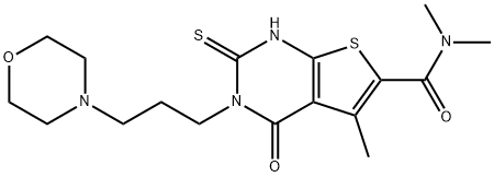 N,N,5-trimethyl-3-(3-morpholin-4-ylpropyl)-4-oxo-2-sulfanylidene-1H-thieno[2,3-d]pyrimidine-6-carboxamide Struktur