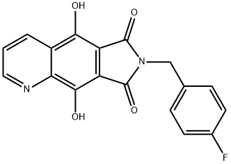 7-(4-Fluoro-benzyl)-5,9-dihydroxy-pyrrolo[3,4-g]quinoline-6,8-dione Struktur