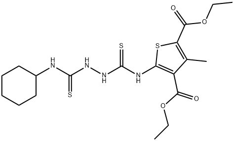 diethyl 5-(2-(cyclohexylcarbamothioyl)hydrazinecarbothioamido)-3-methylthiophene-2,4-dicarboxylate Struktur