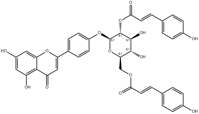 Apigenin 4'-O-(2'',6''-di-O-E-p-coumaroyl)glucoside Struktur