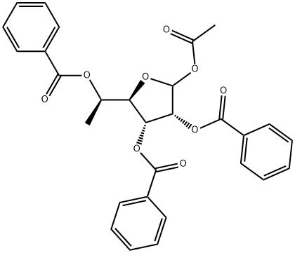 1-O-Acetyl-2,3,5-tri-O-benzoyl-5(R)-C-methyl-D-ribofuranose Struktur