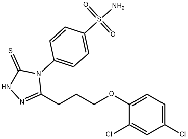 4-[3-[3-(2,4-dichlorophenoxy)propyl]-5-sulfanylidene-1H-1,2,4-triazol-4-yl]benzenesulfonamide Struktur