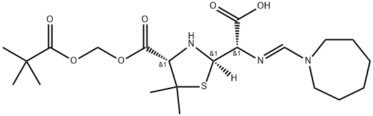 [2R-[2α(S*),4β]]-4-[[(2,2-Dimethyl-1-oxopropoxy)methoxy]carbonyl]-α-[[(hexahydro-1H-azepin-1-yl)methylene]amino]-5,5-dimethyl-2-thiazolidineacetic Acid Struktur