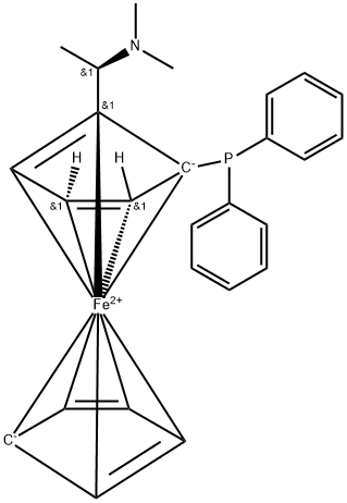 (-)-(R)-N,N-DIMETHYL-1-[(R)-2-(DIPHENYLPHOSPHINO)FERROCENYL]ETHYLAMINE Struktur