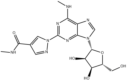 Adenosine, N-methyl-2-[4-[(methylamino)carbonyl]-1H-pyrazol-1-yl]- Struktur