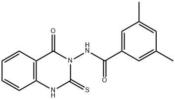 3,5-dimethyl-N-(4-oxo-2-sulfanylidene-1H-quinazolin-3-yl)benzamide Struktur