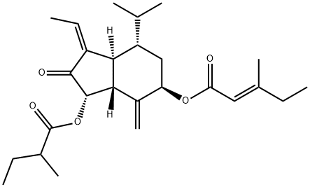 7beta-(3-Ethyl-cis-crotonoyloxy)-1alpha-(2-methylbutyryloxy)-3,14-dehydro-Z-notonipetranone Struktur