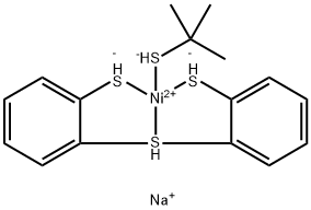 Nickelate(1-), (2-methyl-2-propanethiolato)[[2,2'-(thio-κS)bis[benzenethiolato-κS]](2-)]-, sodium Struktur