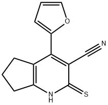 1H-Cyclopenta[b]pyridine-3-carbonitrile, 4-(2-furanyl)-2,5,6,7-tetrahydro-2-thioxo- Struktur